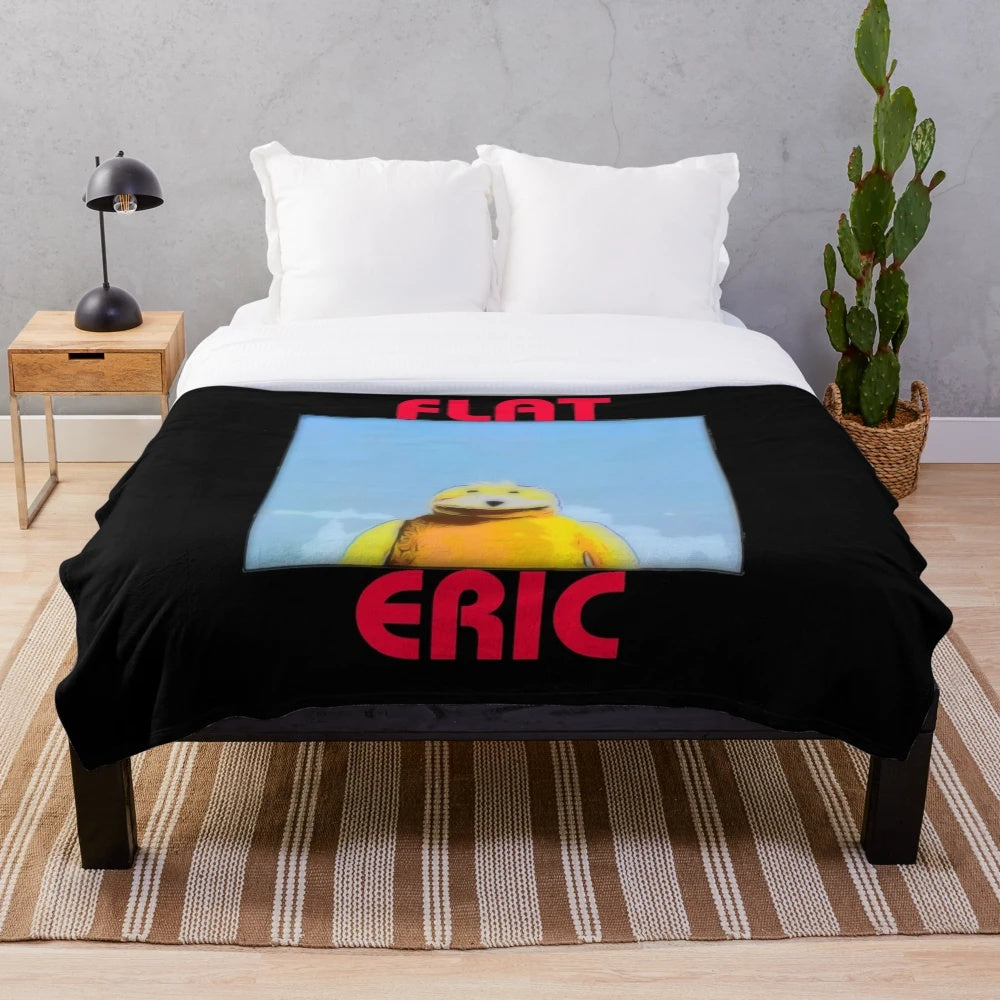Flat Eric inspired plush blanket with retro 90s techno music design