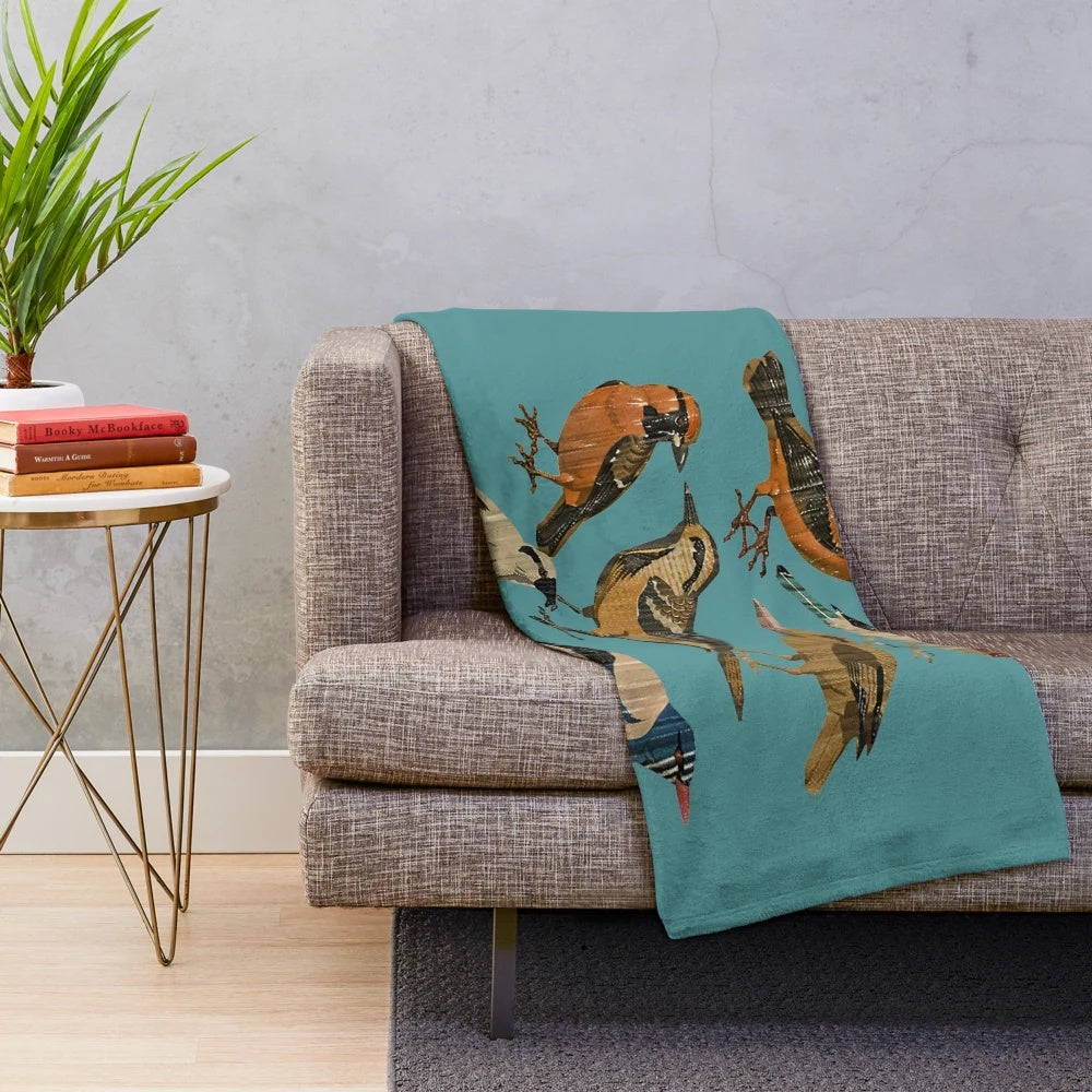Flock of birds plush blanket
