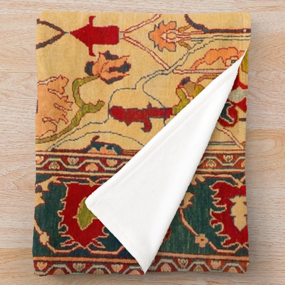 Soft and plush blanket with an antique Persian rug-inspired floral design
