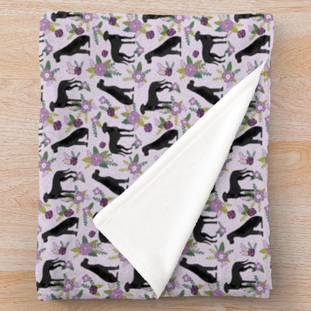 Soft, plush great dane floral print blanket for dog lovers
