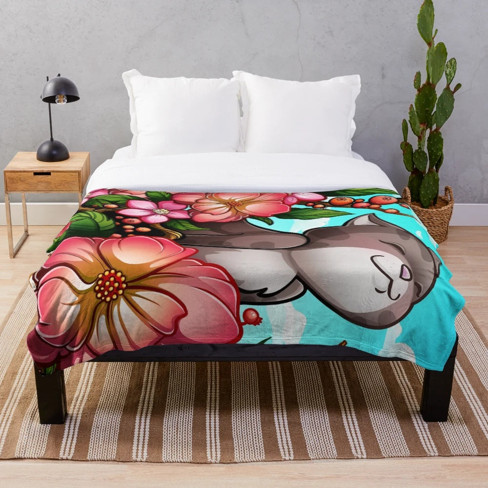 Soft and plush floral kitten blanket for spring