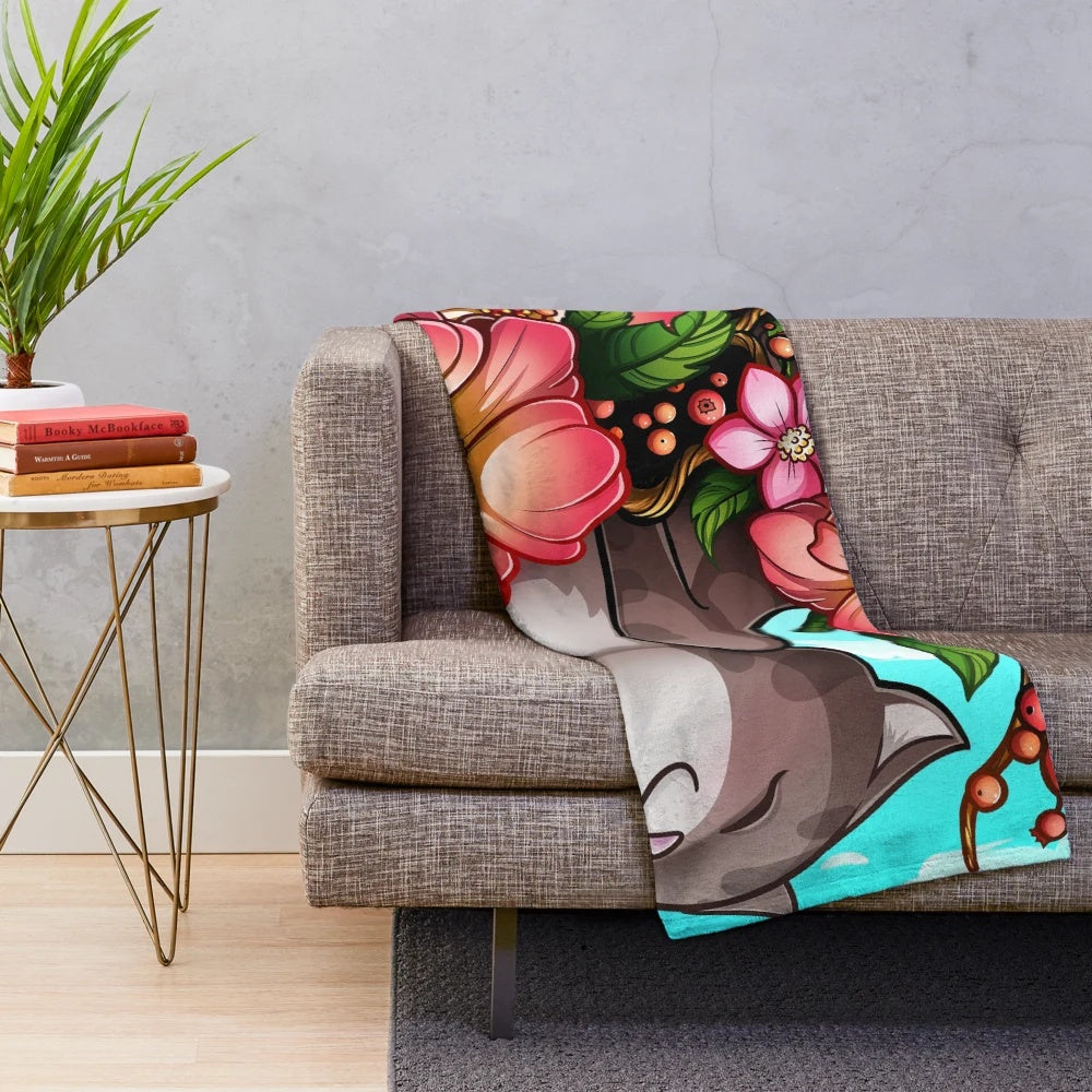 Soft and plush floral kitten blanket for spring