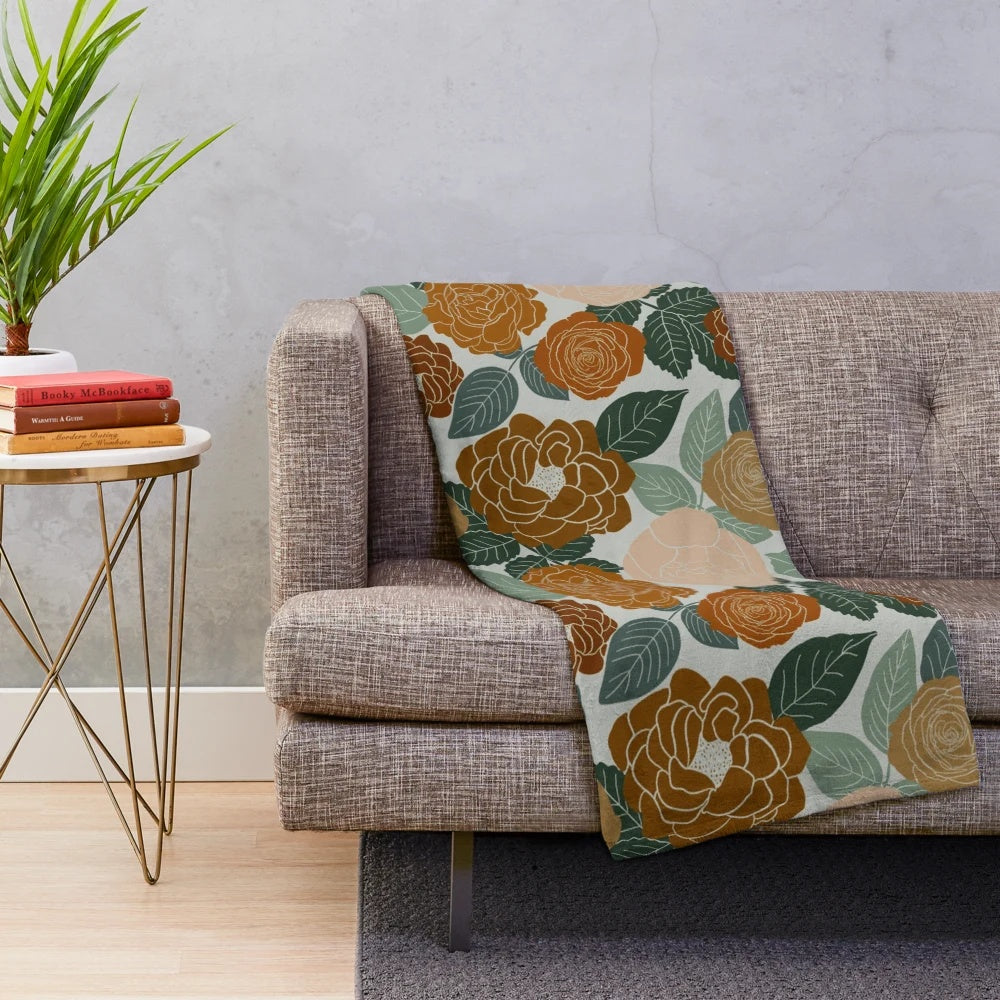 Fall roses floral design plush blanket