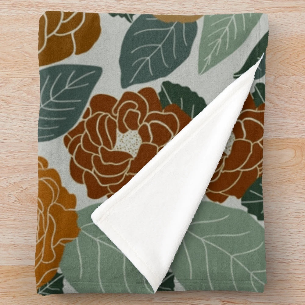 Fall roses floral design plush blanket
