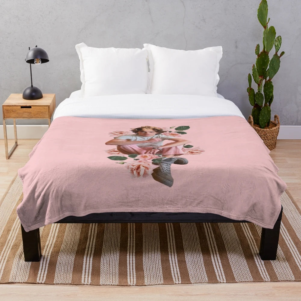 Floral plush blanket featuring Saint Timothee Chalamet