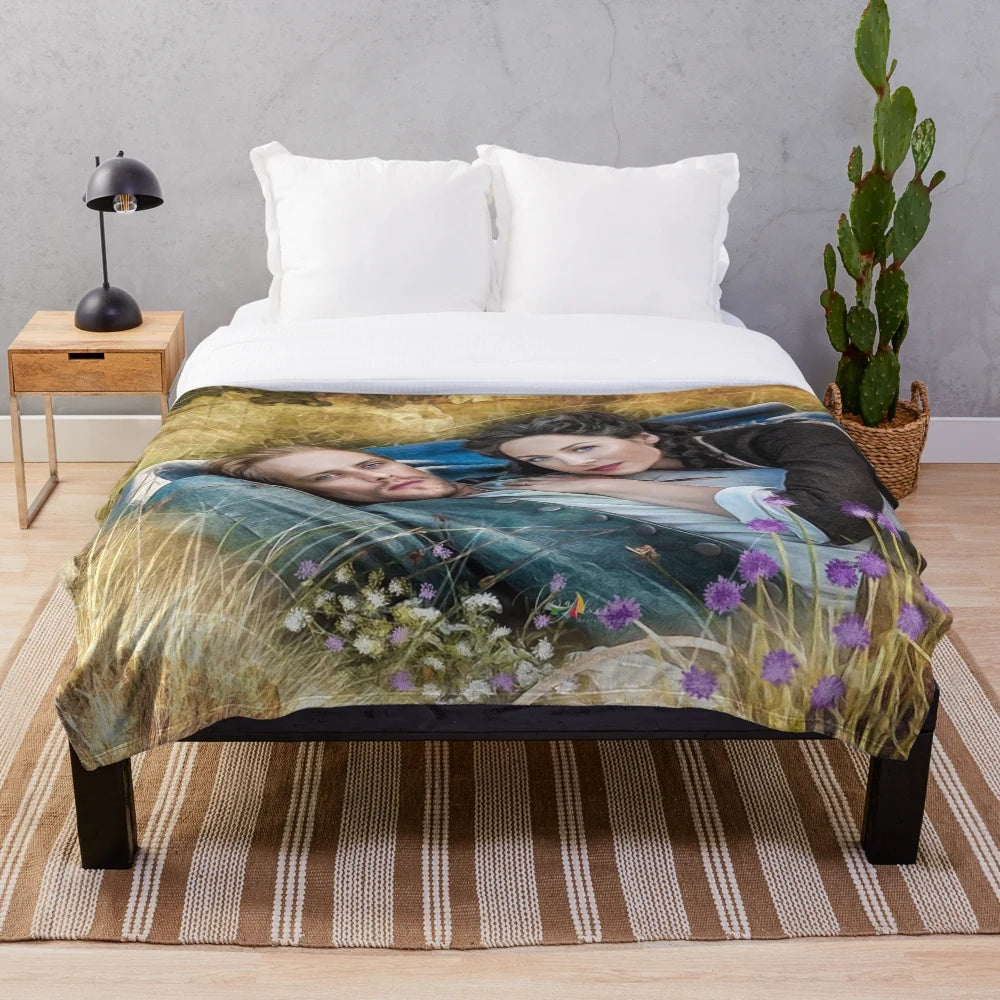 Floral print plush blanket with a garden-inspired design