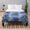 Plush blue and purple floral thistle blanket