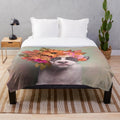 Flower Power Plush Blanket with Pitbull Image
