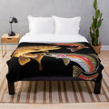 Fly fishing trout themed plush blanket