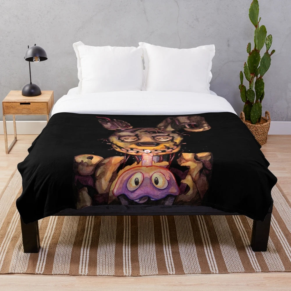 Plush FNAF-themed blanket with watercolor fanart design