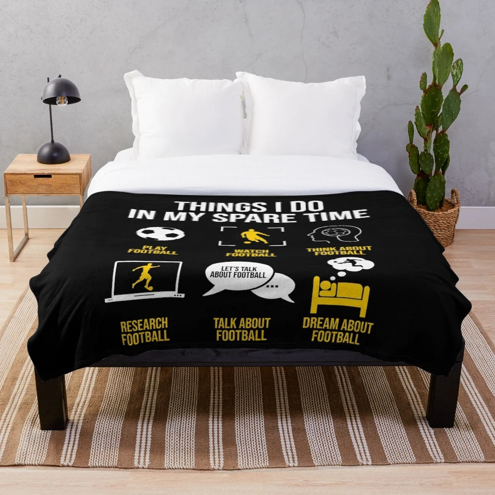 Football/Soccer-themed plush blanket for hobby enthusiasts