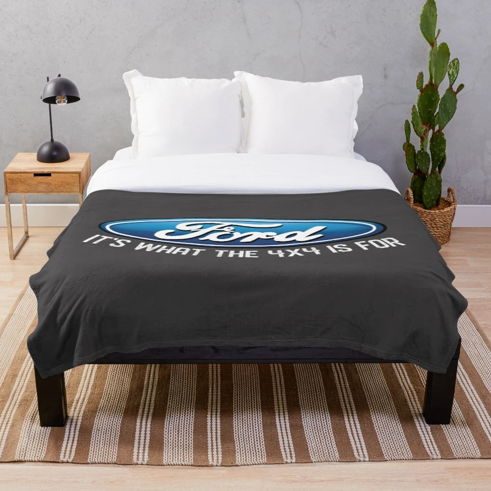 Ford inspired 4x4 plush blanket for cozy camping and outdoor adventures