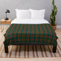 Forest green tartan plush blanket with moran clan pattern