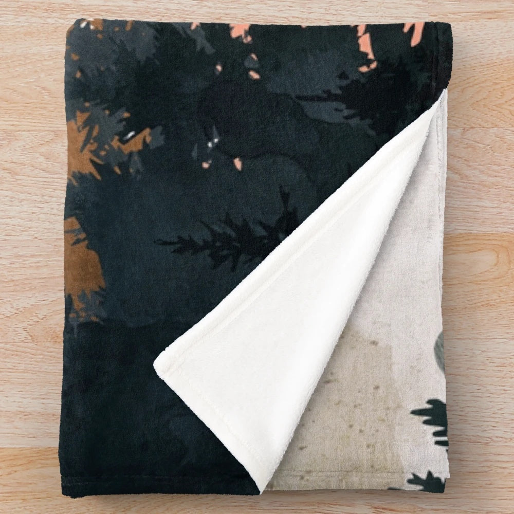 Forest view plush blanket with abstract watercolor design