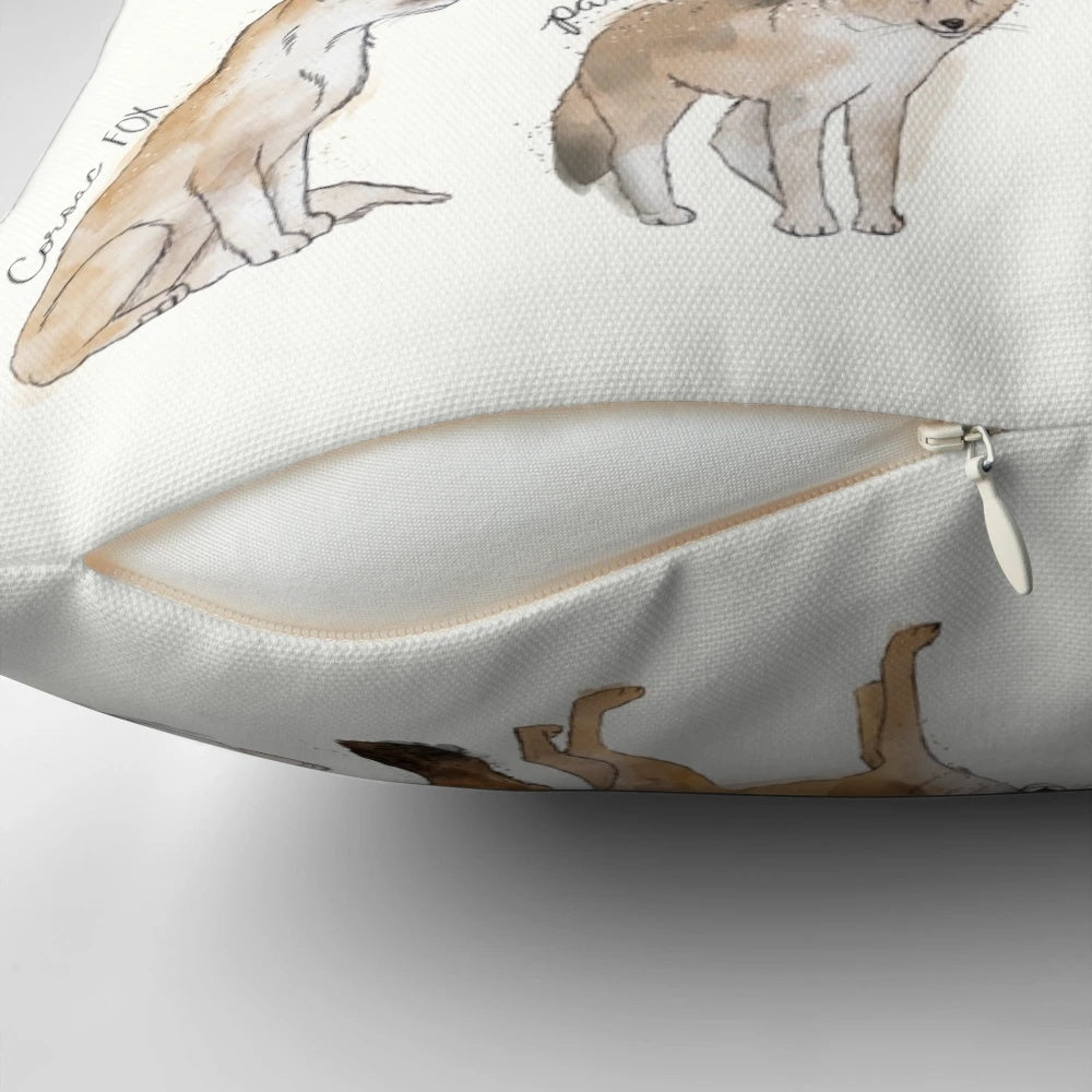 Soft, plush pillow featuring a detailed illustration of a fox in a woodland setting