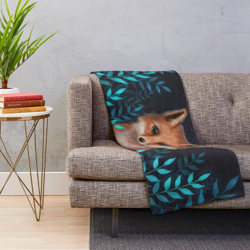 Soft and warm fox pattern plush blanket for a cozy autumn or winter season