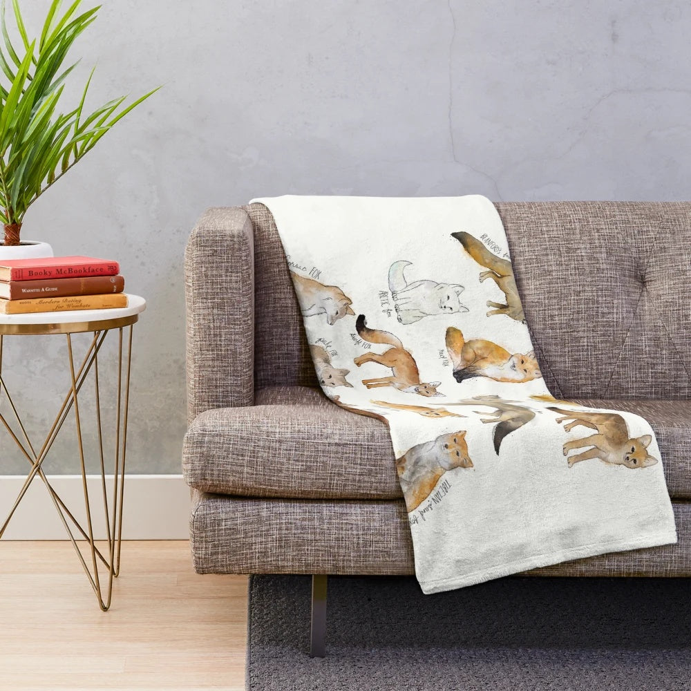 Foxes Plush Blanket Showcasing Wildlife and Nature