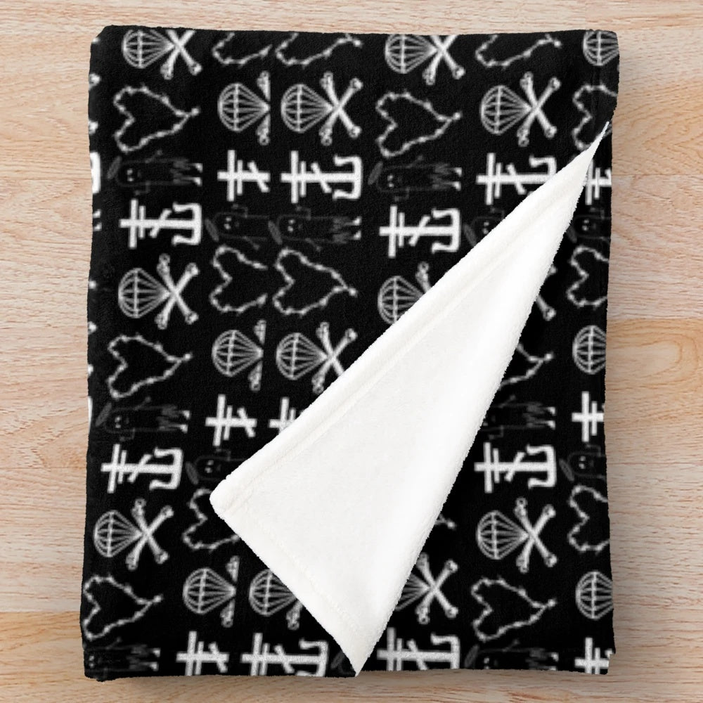 Frank Iero symbol design on a soft plush blanket