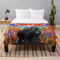 Frankenstein plush blanket with a colorful, modern, and retro-inspired design