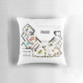 Decorative pillow featuring the iconic floorplan from the TV show Frasier, perfect for adding a touch of modern style to your living room.