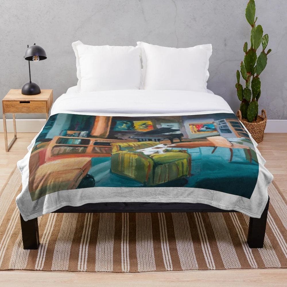 Frasier's Apartment Plush Blanket with Iconic TV Show Elements