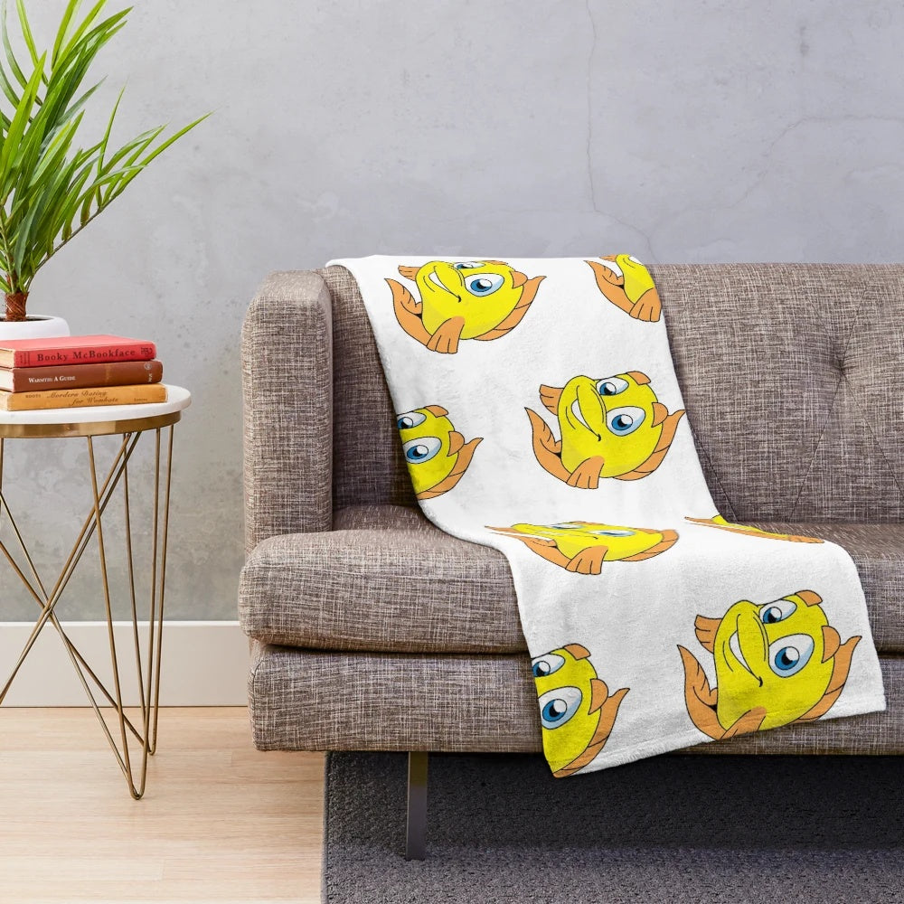Plush blanket featuring Freddi Fish character from the Humongous Entertainment games