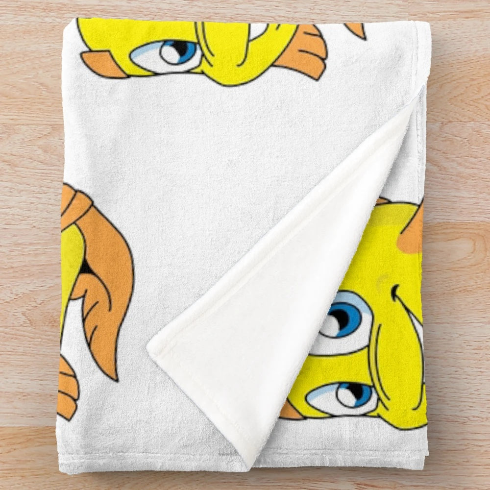 Plush blanket featuring Freddi Fish character from the Humongous Entertainment games