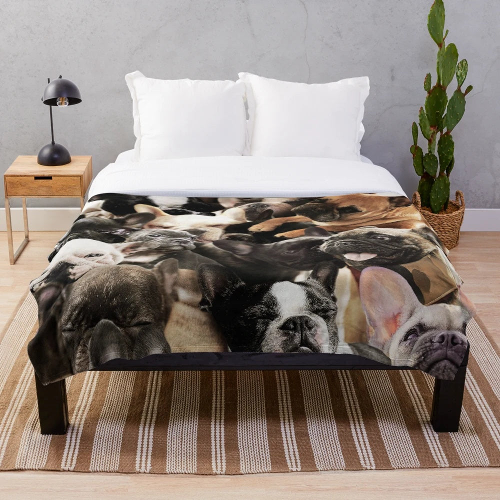 Soft and cuddly French Bulldog plush blanket