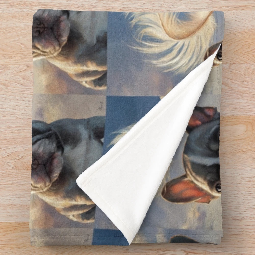Soft and cuddly French bulldog plush blanket
