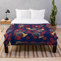 French horn and roses printed on a soft, plush blanket