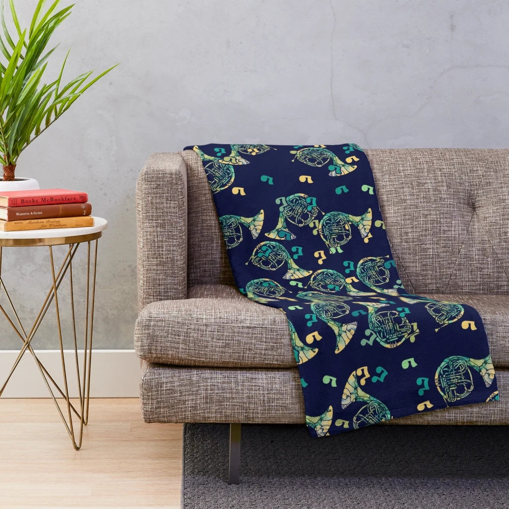 French Horn Plush Blanket for Music Lovers