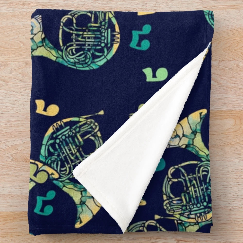 French Horn Plush Blanket for Music Lovers