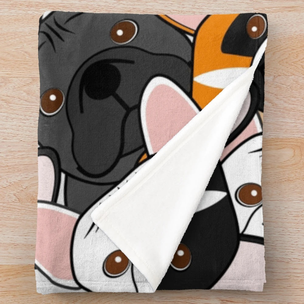 Frenchie Squad Plush Blanket with French Bulldog Design