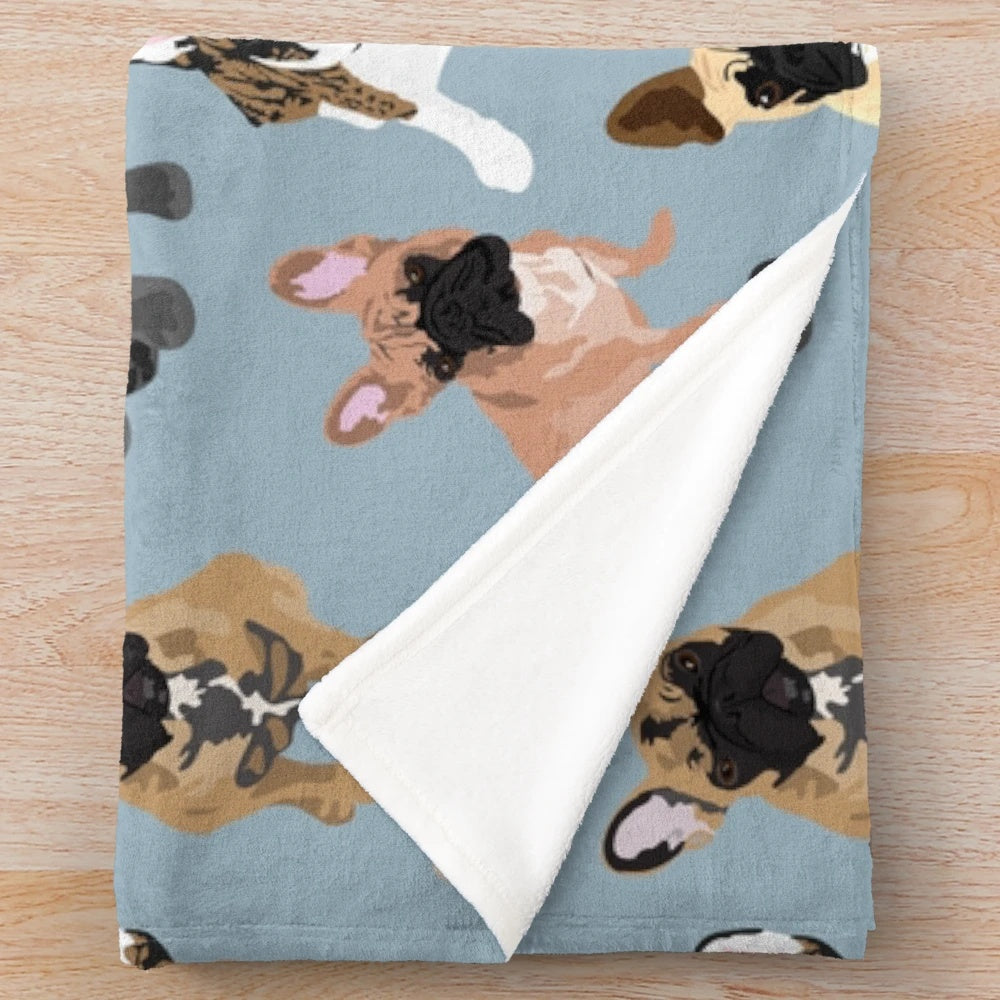 Fluffy French Bulldog Plush Blanket