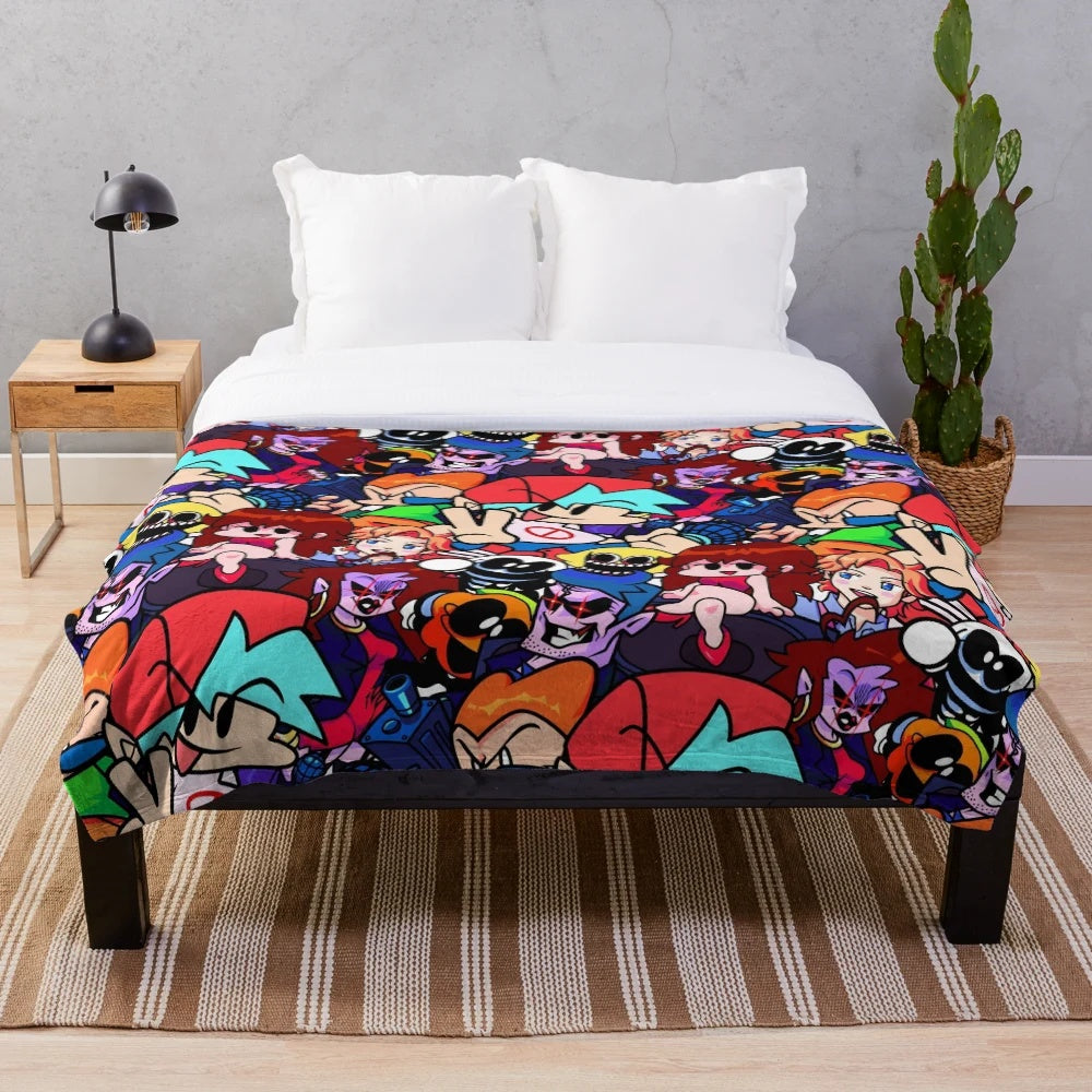 Friday Night Funkin Collage Plush Blanket with Characters