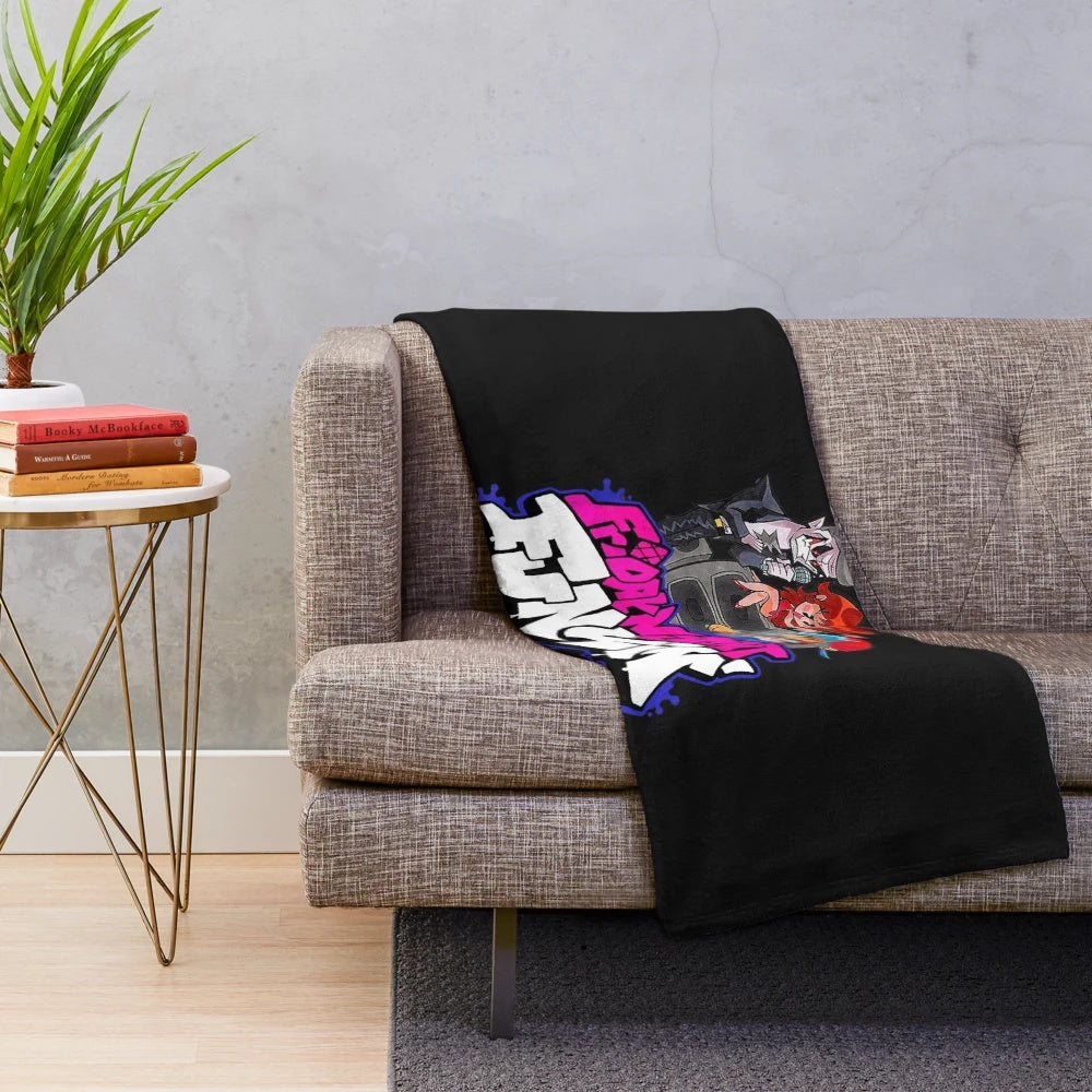 Friday Night Funkin inspired plush blanket featuring the boyfriend and pico characters