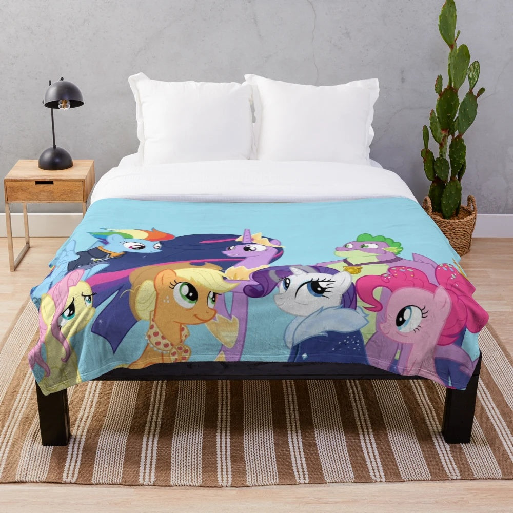 Plush blanket featuring the My Little Pony mane six characters