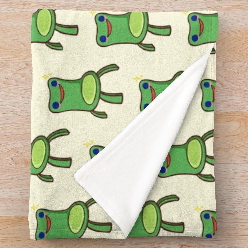 Soft and plush froggy chair themed blanket for animal crossing enthusiasts