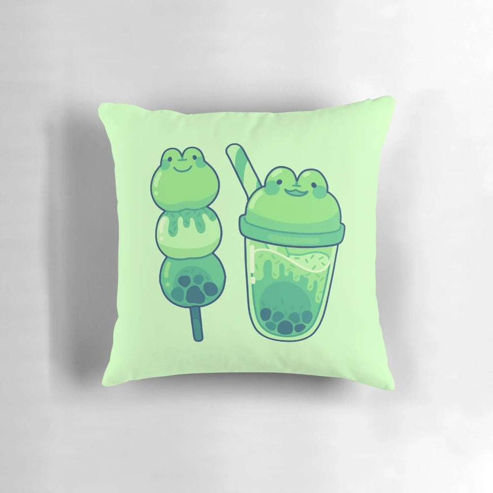 Soft and plush pillow with a frog design, perfect for a cozy and whimsical home decor.