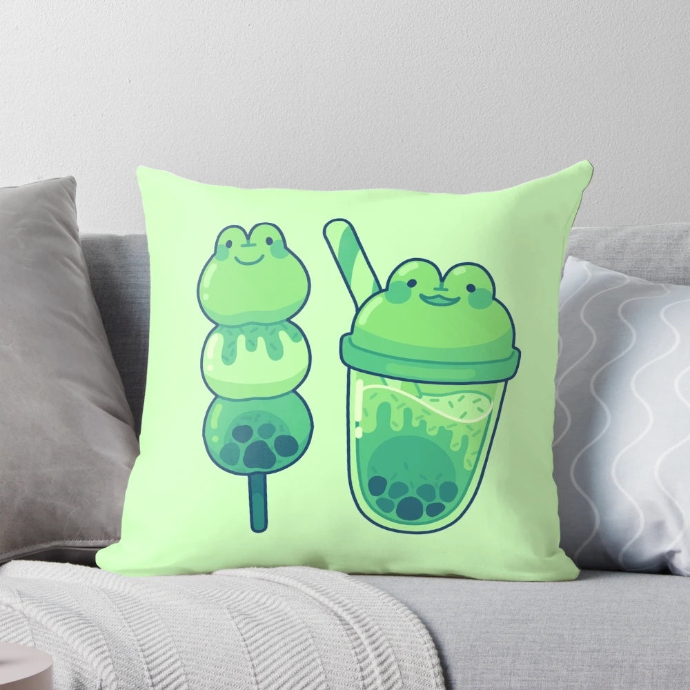 Soft and plush pillow with a frog design, perfect for a cozy and whimsical home decor.
