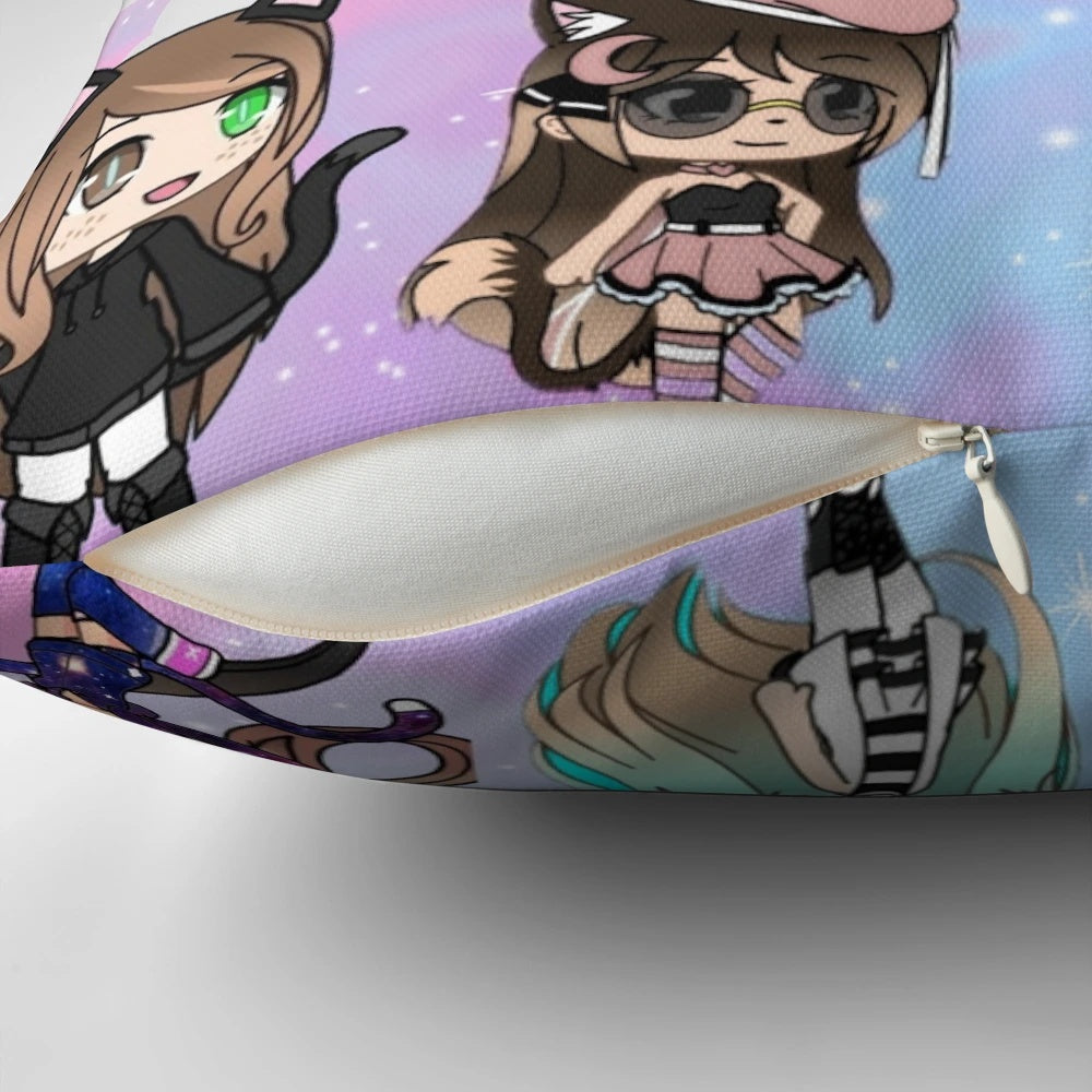 Soft, high-quality pillow featuring a colorful Gacha-inspired anime design with chibi characters
