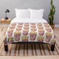 Galaxy print plush blanket with popcorn design