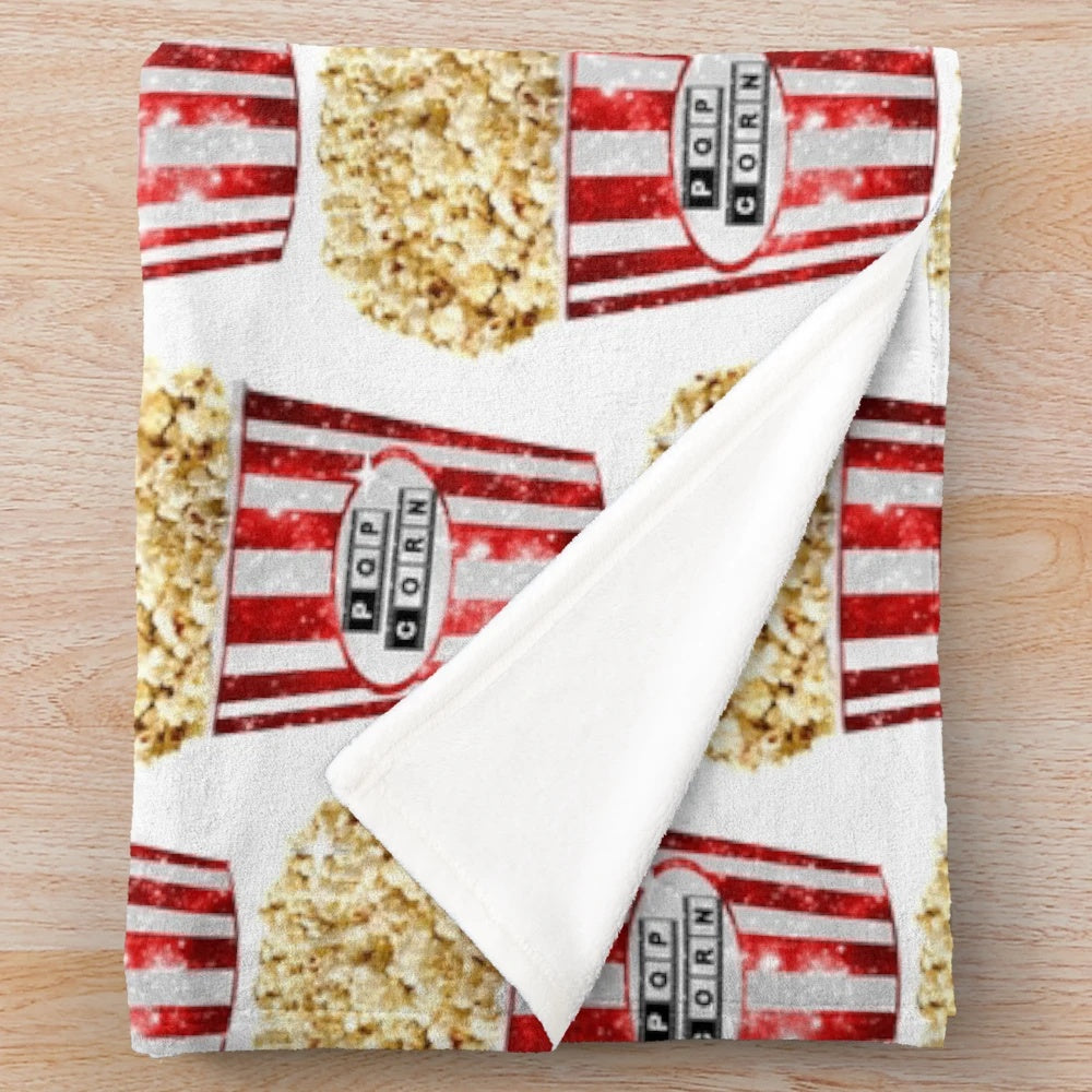 Galaxy print plush blanket with popcorn design