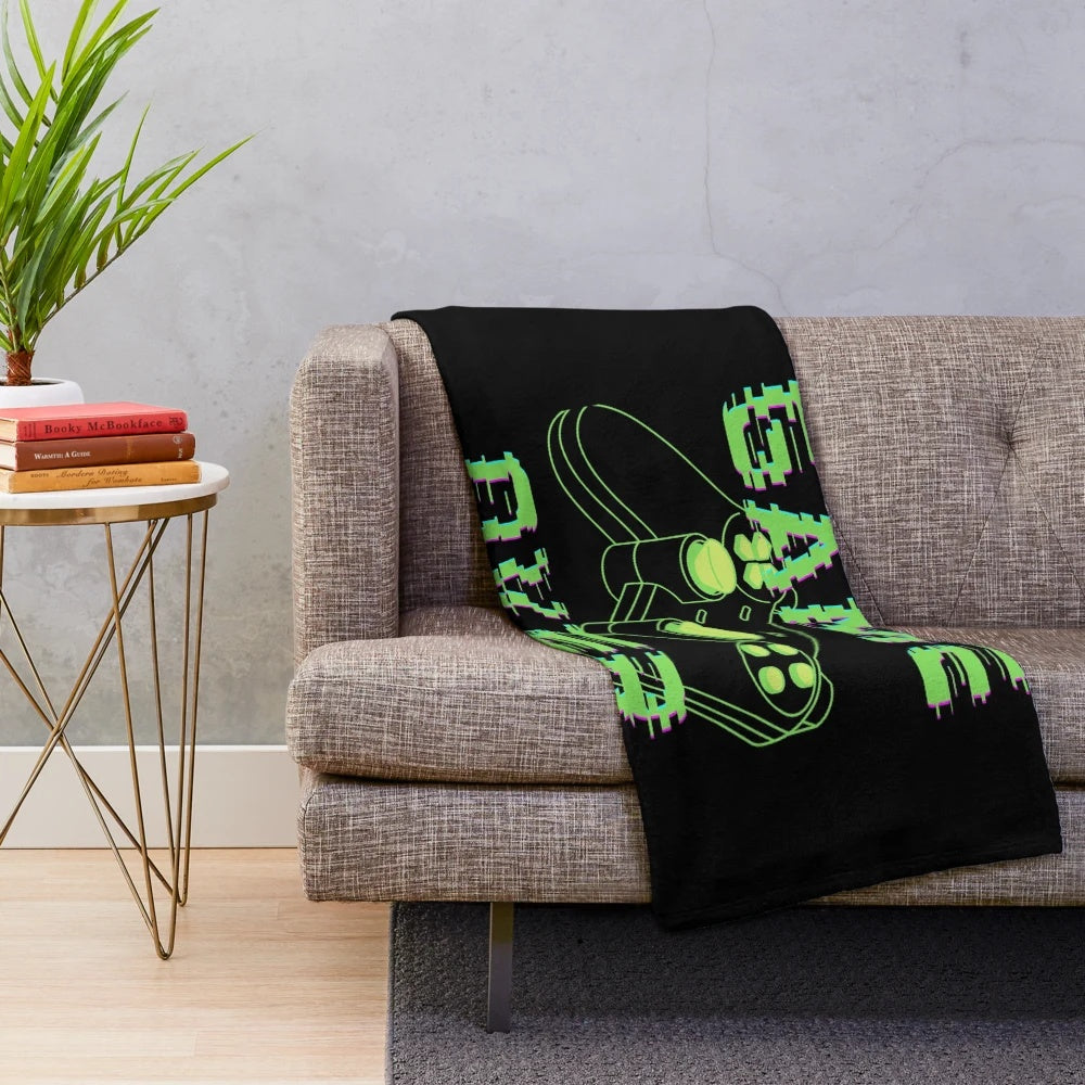 Cozy game blanket featuring "Game Over" design for gamers