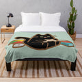 Gamer cat plush blanket with cute cartoon kitten design