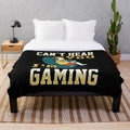 Cozy gamer plush blanket with "Can't Hear You I'm Gaming" design