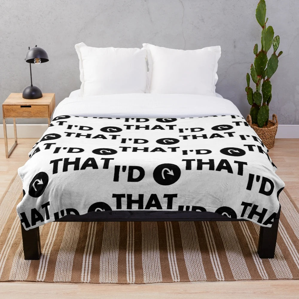 Cozy plush blanket with "Id Tap That" gaming humor design