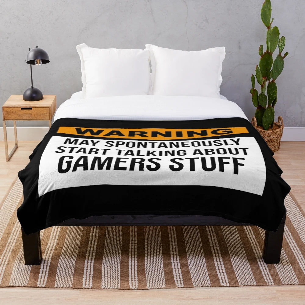 Gamer Plush Blanket with Retro Gaming Motifs