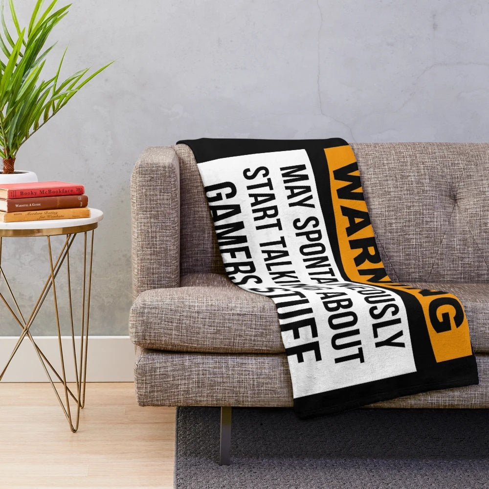 Gamer Plush Blanket with Retro Gaming Motifs