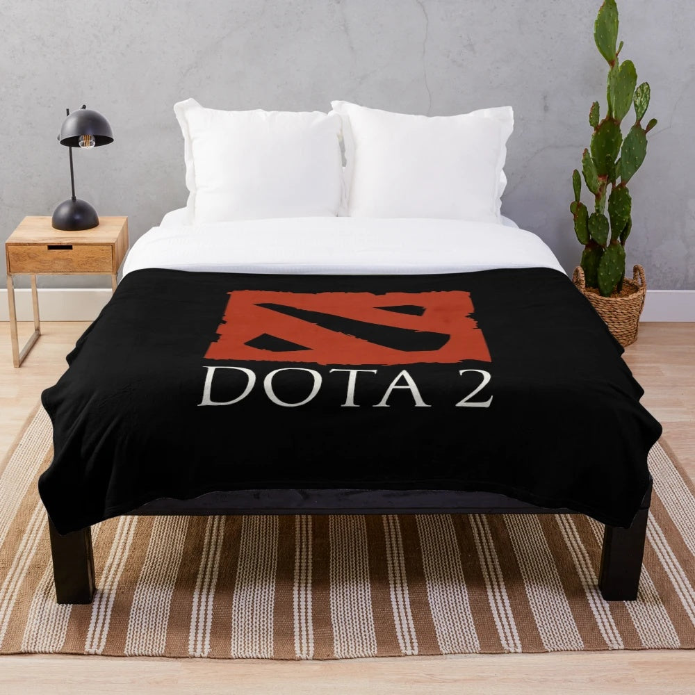 Dota 2 plush blanket featuring iconic game elements